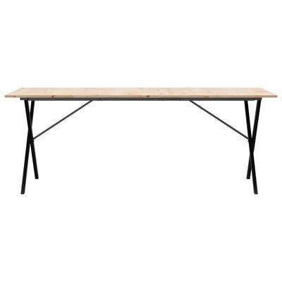 vidaXL Dining Table X-Frame 200x100x75 cm Solid Wood Pine and Cast Iron