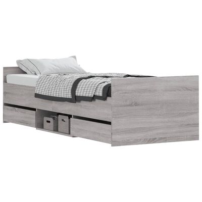 vidaXL Bed Frame without Mattress Grey Sonoma 75x190 cm Small Single