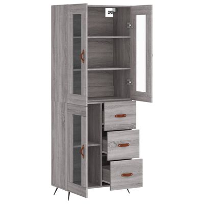 vidaXL Highboard Grey Sonoma 69.5x34x180 cm Engineered Wood