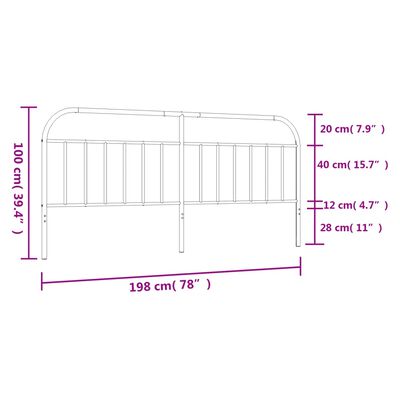 vidaXL Metal Headboard White 193 cm