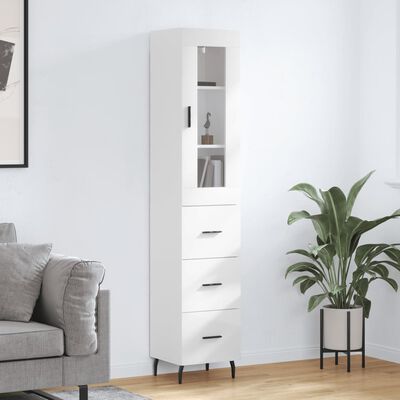 vidaXL Highboard High Gloss White 34.5x34x180 cm Engineered Wood