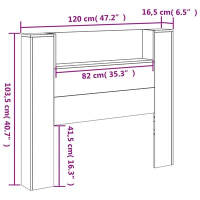 vidaXL Headboard Cabinet with LED White 120x16.5x103.5 cm