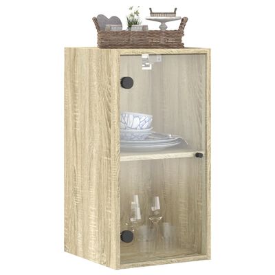 vidaXL Wall Cabinet with Glass Doors Sonoma Oak 35x37x68.5 cm