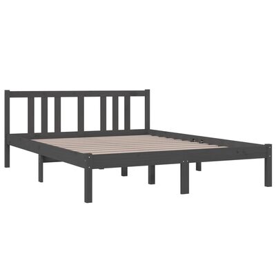 vidaXL Bed Frame without Mattress Grey Solid Wood 140x190 cm