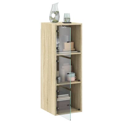 vidaXL Wall Cabinet with Glass Doors Sonoma Oak 35x37x100 cm