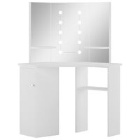 vidaXL Corner Dressing Table Make-up Table with LED Light White