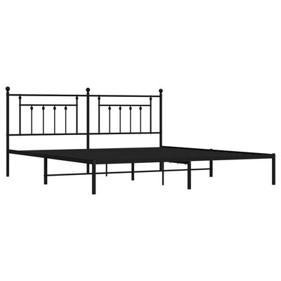 vidaXL Metal Bed Frame without Mattress with Headboard Black 193x203 cm