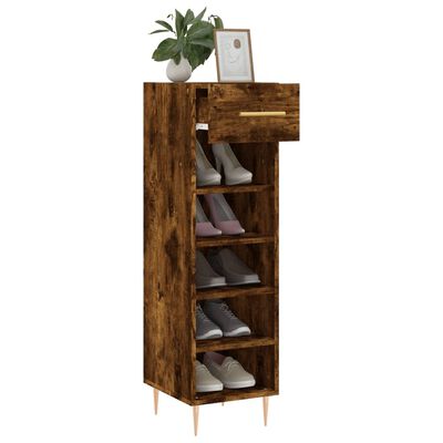 vidaXL Shoe Cabinet Smoked Oak 30x35x105 cm Engineered Wood