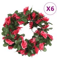 vidaXL Artificial Flower Garlands 6 pcs Spring Rose Red 250 cm