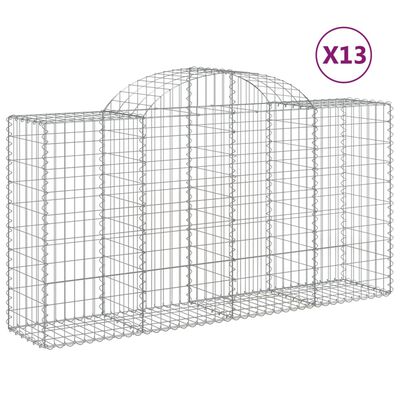 vidaXL Arched Gabion Baskets 13 pcs 200x50x100/120 cm Galvanised Iron