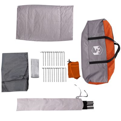 vidaXL Camping Tent Tunnel 4-Person Grey and Orange Waterproof