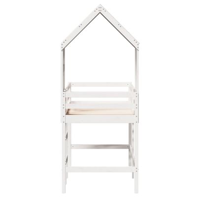 vidaXL Loft Bed with Ladder and Roof without Mattress White 80x200 cm