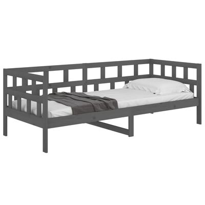 vidaXL Day Bed without Mattress Grey Solid Wood Pine 90x200 cm