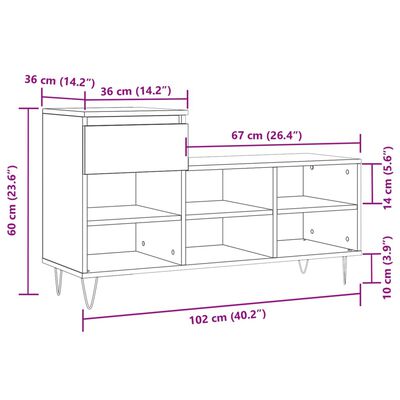 vidaXL Shoe Cabinet White 102x36x60 cm Engineered Wood