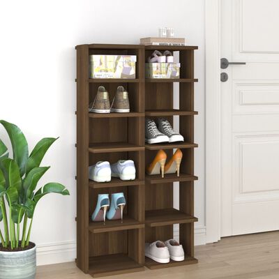 vidaXL Shoe Racks 2 pcs Brown Oak 27.5x27x102 cm Engineered Wood