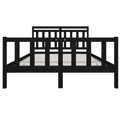 vidaXL Bed Frame without Mattress Black King Size Solid Wood