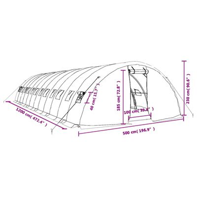 vidaXL Greenhouse with Steel Frame White 60 m² 12x5x2.3 m