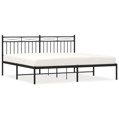 vidaXL Metal Bed Frame without Mattress with Headboard Black 183x213 cm