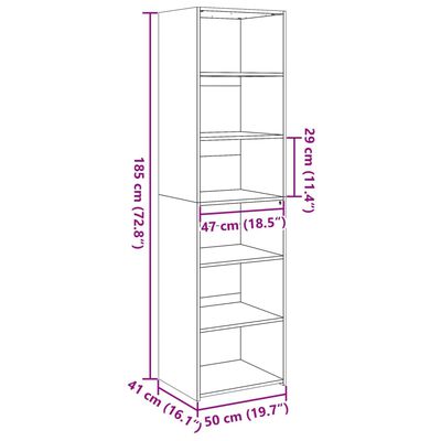 vidaXL Highboard White 50x41x185 cm Engineered Wood