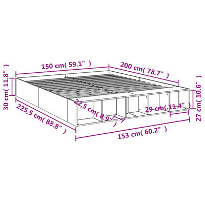 vidaXL Bed Frame without Mattress Smoked Oak 150x200 cm King Size