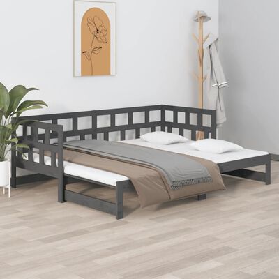 vidaXL Pull-out Day Bed without Mattress Grey 2x(90x200) cm