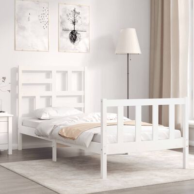 vidaXL Bed Frame without Mattress White 90x200 cm Solid Wood Pine