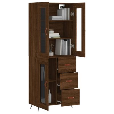 vidaXL Highboard Brown Oak 69.5x34x180 cm Engineered Wood