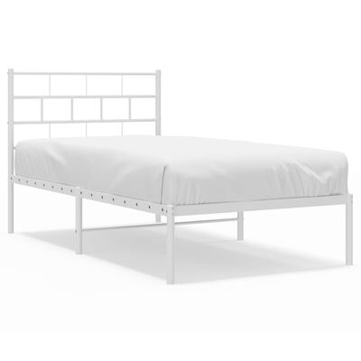 vidaXL Metal Bed Frame without Mattress with Headboard White 90x190 cm Single