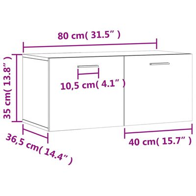 vidaXL Wall Cabinet White 80x36.5x35 cm Engineered Wood