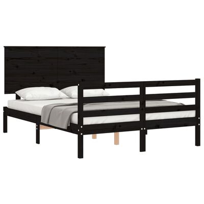 vidaXL Bed Frame without Mattress Black 120x200 cm Solid Wood