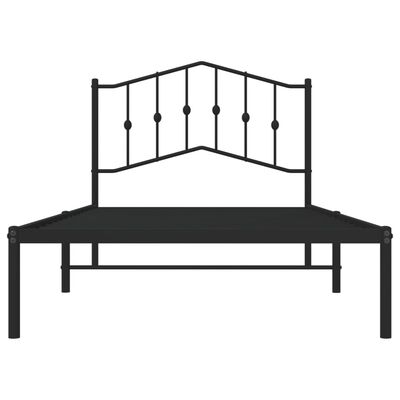 vidaXL Metal Bed Frame without Mattress with Headboard Black 100x190 cm