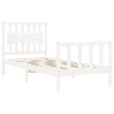 vidaXL Bed Frame without Mattress White Single Solid Wood Pine