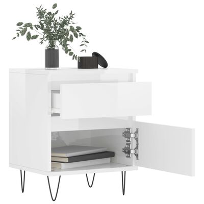 vidaXL Bedside Cabinets 2 pcs High Gloss White 40x35x50 cm Engineered Wood