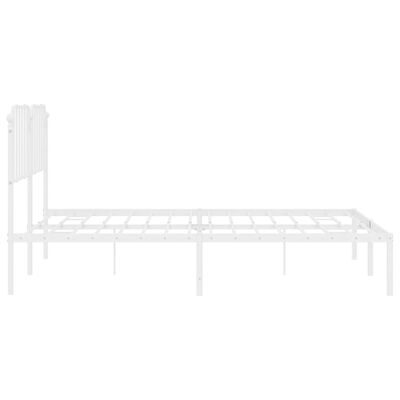 vidaXL Metal Bed Frame without Mattress with Headboard White 183x213 cm