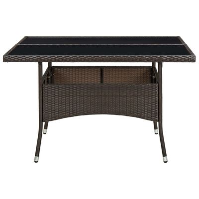 vidaXL Outdoor Dining Table Brown Poly Rattan and Glass