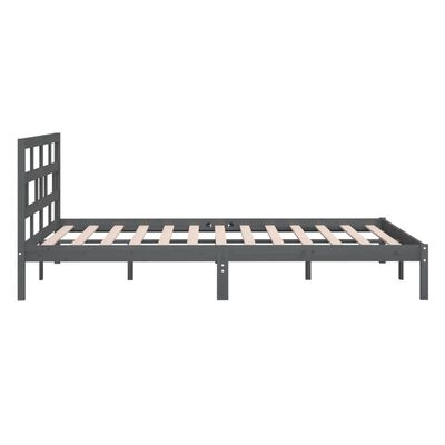 vidaXL Bed Frame without Mattress Grey King Size Solid Wood