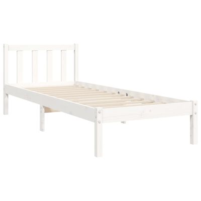 vidaXL Bed Frame without Mattress White Small Single Solid Wood Pine