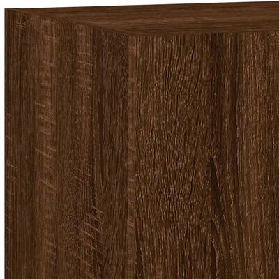 vidaXL TV Wall Cabinet with LED Lights Brown Oak 80x35x31 cm