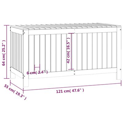 vidaXL Garden Storage Box Grey 121x55x64 cm Solid Wood Pine