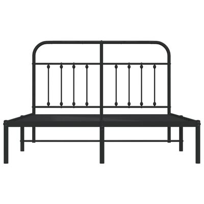 vidaXL Metal Bed Frame without Mattress with Headboard Black 140x190 cm