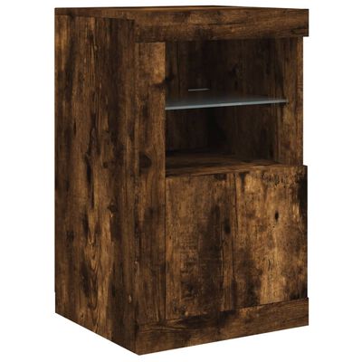 vidaXL Side Cabinets with LED Lights 2 pcs Smoked Oak Engineered Wood