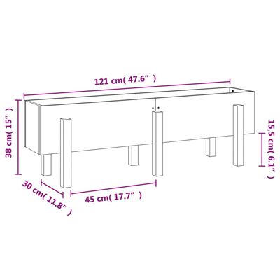 vidaXL Garden Raised Bed White 121x30x38 cm Solid Wood Pine