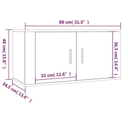 vidaXL Wall-mounted TV Cabinets 2 pcs White 80x34.5x40 cm