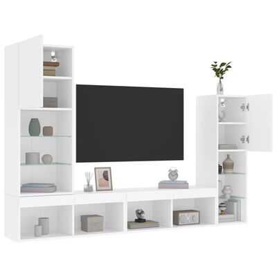 vidaXL 4 Piece TV Wall Units with LED White Engineered Wood