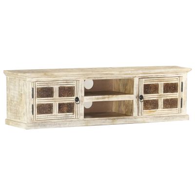 vidaXL TV Cabinet White 130x30x36 cm Solid Mango Wood