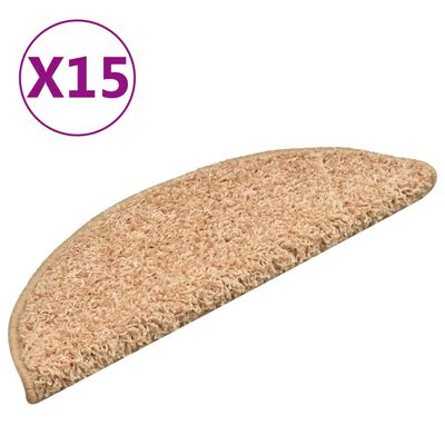 vidaXL Carpet Stair Treads 15 pcs Gold 56x17x3 cm