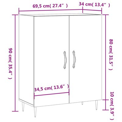 vidaXL Sideboard Smoked Oak 69.5x34x90 cm Engineered Wood