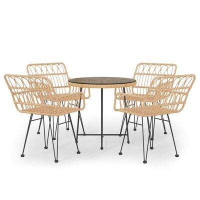 vidaXL 5 Piece Garden Dining Set Poly Rattan