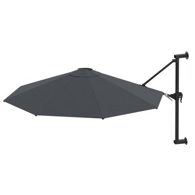 vidaXL Wall-Mounted Garden Parasol with Metal Pole 300 cm Anthracite