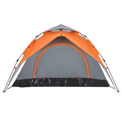 vidaXL Camping Tent Dome 3-Person Grey and Orange Quick Release